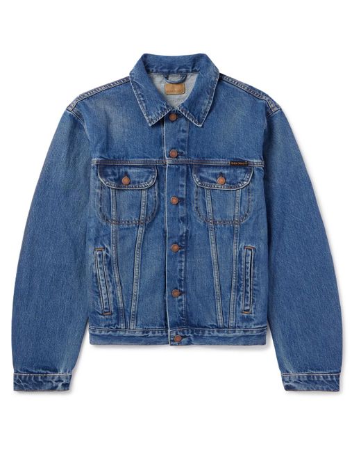 Nudie Jeans Blue Danny Greasy Logo-appliquéd Denim Jacket for men