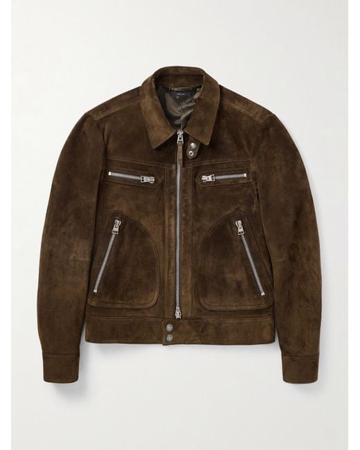 Tom Ford Brown Slim-Fit Suede Jacket for men