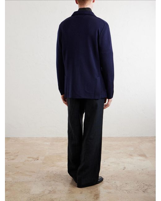 Lardini Blue Knitted Virgin Wool Blazer for men