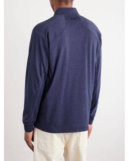 Sease Blue Cotton And Cashmere-Blend Jersey Polo Shirt for men