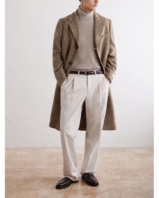 Massimo Alba Natural Mercury Herringbone Virgin Wool Coat for men