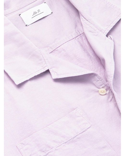 Mr P. Michael 2 Hemd aus Twill aus einer Baumwoll-Leinenmischung mit wandelbarem Kragen in Pink für Herren