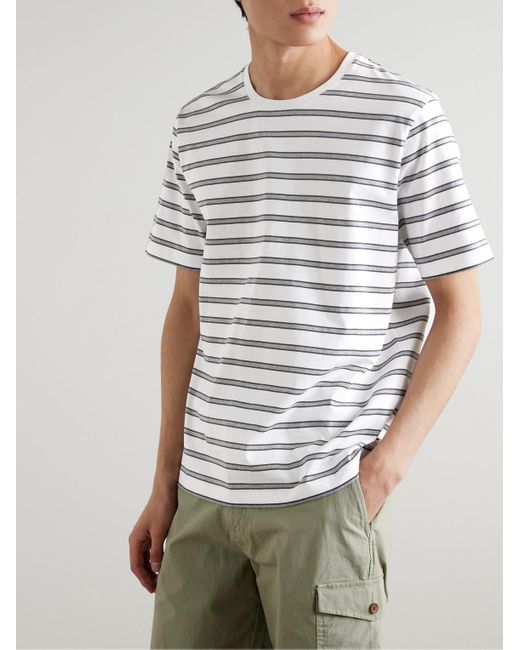 Mr P. Gray Striped Recycled And Organic Cotton-blend Jersey T-shirt for men