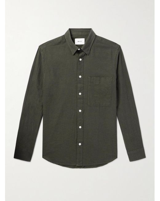 NN07 Green Cohen 5972 Button-down Collar Cotton-twill Shirt for men