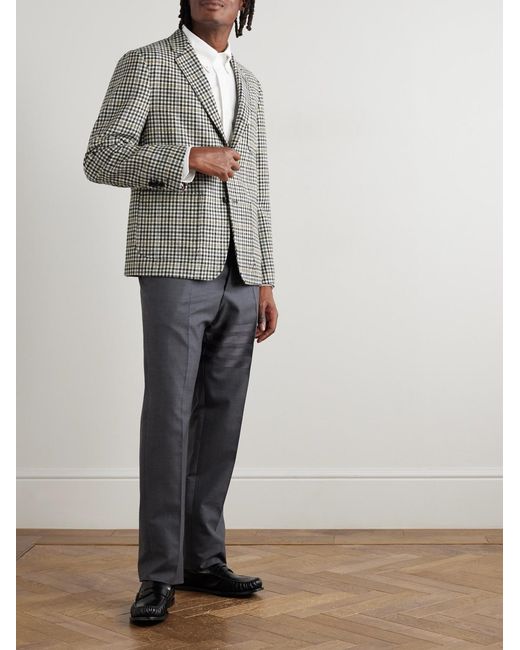 Thom Browne Gray Unstructured Checked Houndstooth Wool-tweed Blazer for men