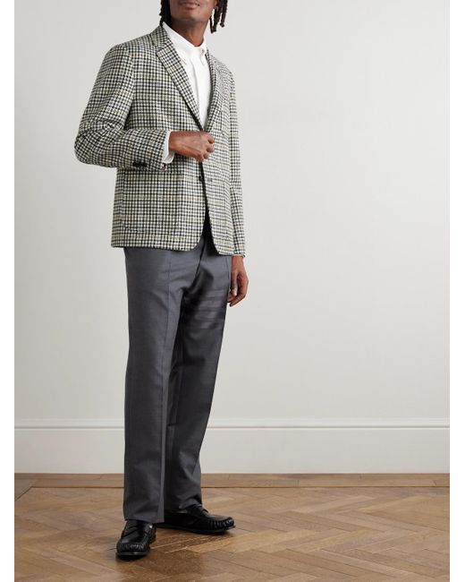 Thom Browne Unstrukturiertes Sakko aus kariertem Woll-Tweed mit Hahnentrittmuster in Gray für Herren
