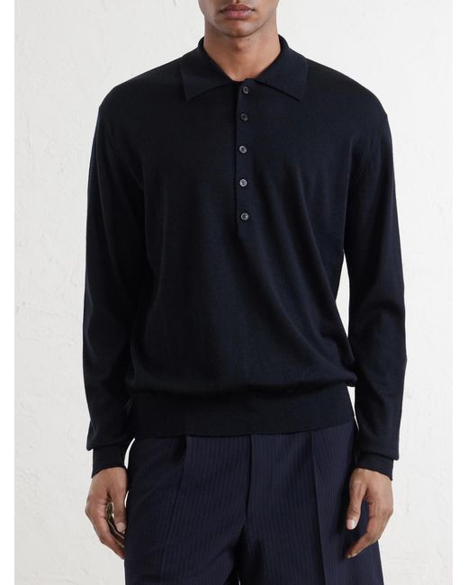 Dries Van Noten Blue Muano Merino Wool Polo Shirt for men