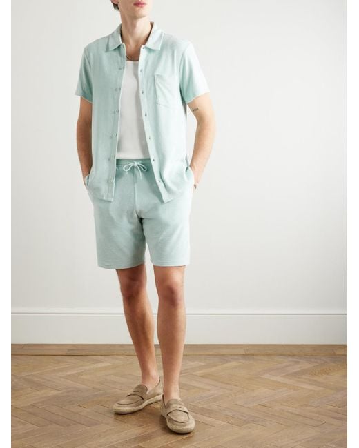 Vilebrequin Blue Bolide Straight-Leg Organic Cotton-Blend Terry Drawstring Shorts for men