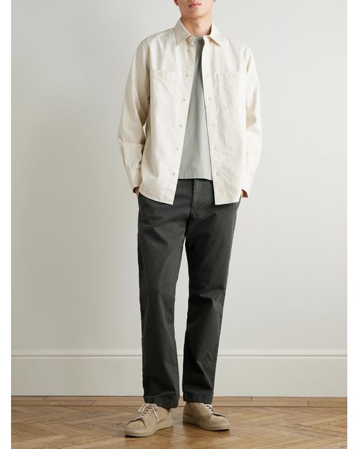 NN07 Gray Aden 1923 Straight-Leg Organic Cotton-Blend Twill Trousers for men