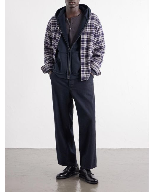 A.PRESSE Blue Vintage Cotton-jersey Zip-up Hoodie for men