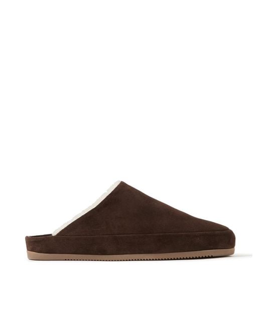 Mulo Shearling-Lined Suede Slippers in Brown for Men Lyst