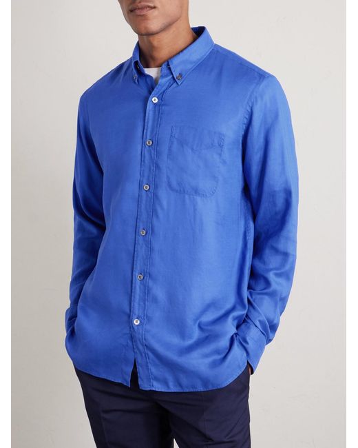 Tom Ford Blue Lyocell-Gabardine Shirt for men
