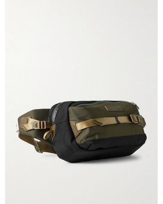 Master Piece Green Potential Leather-trimmed Cordura® Ballistic Nylon Belt Bag for men