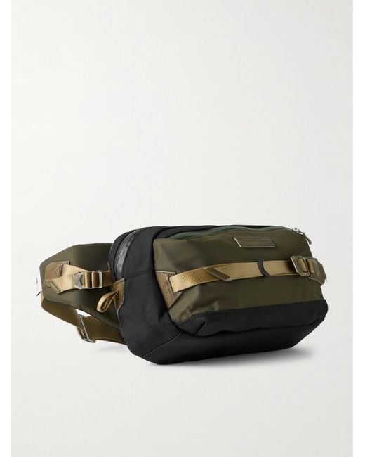 Master Piece Green Potential Leather-trimmed Cordura® Ballistic Nylon Belt Bag for men
