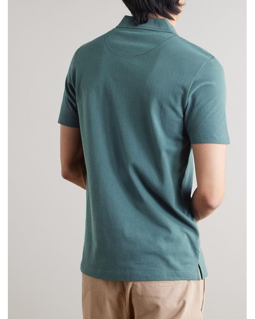 Sunspel Green Riviera Slim-Fit Cotton-Mesh Polo Shirt for men