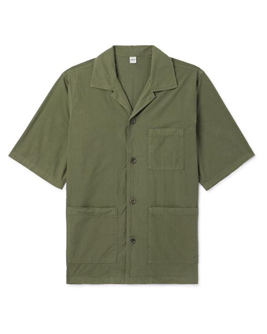 Aspesi Green Camp-collar Cotton-poplin Shirt for men