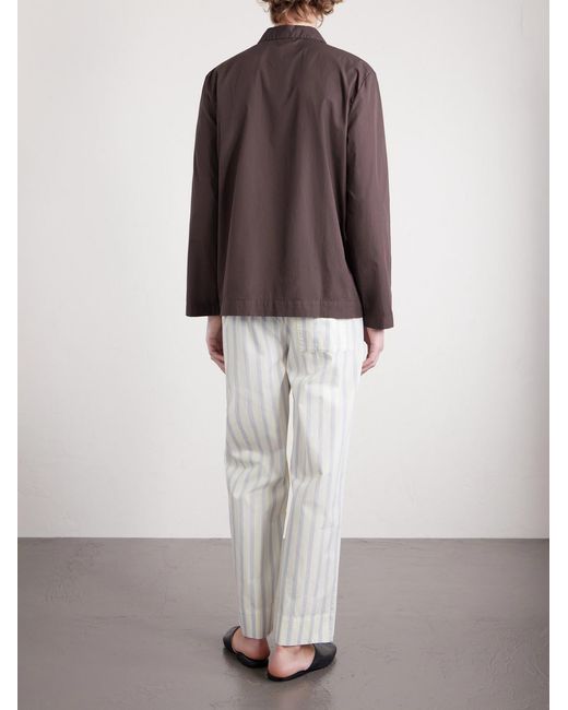 Tekla White Straight-Leg Striped Organic Cotton-Poplin Pyjama Trousers for men