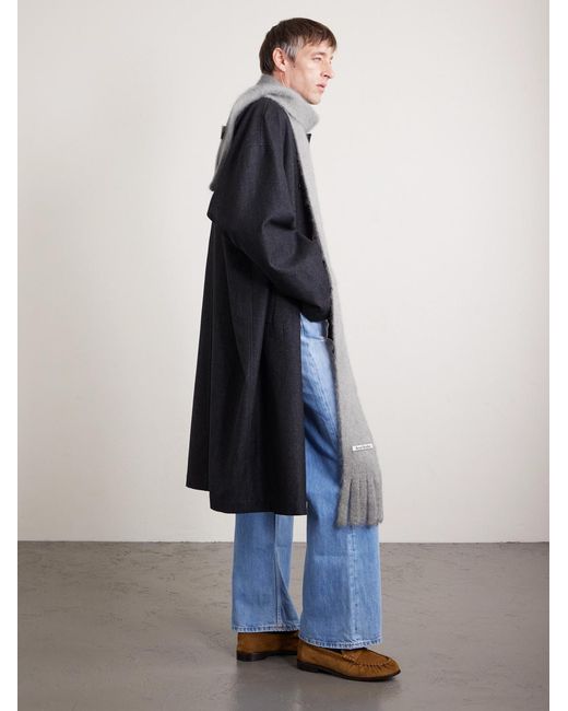 Acne Gray Kinna Skinny Fringed Mohair And Wool-Blend Scarf for men