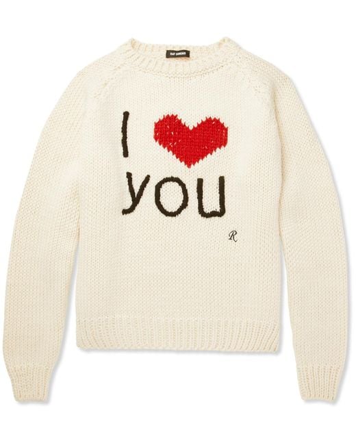 Raf Simons Natural I Love You Intarsia Wool Sweater for men