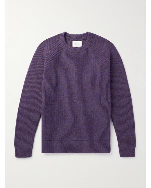 NN07 Purple Jacobo 6533 Ribbed Recycled Wool-blend Sweater for men