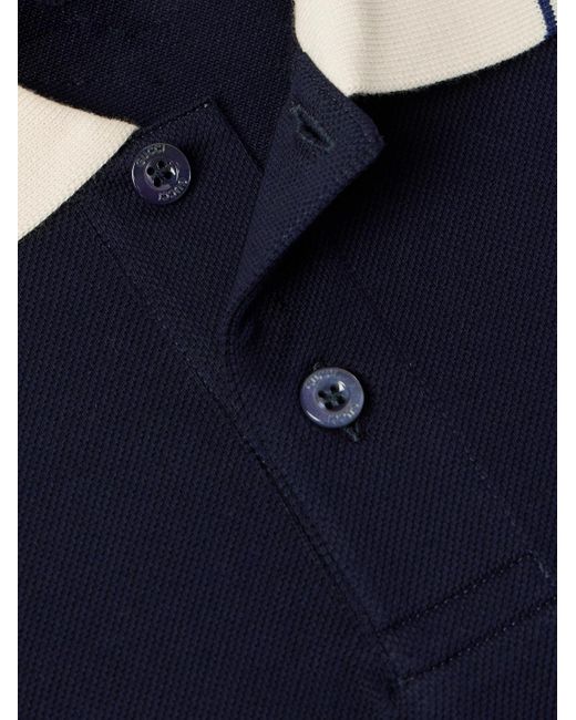 Gucci Blue Cotton Polo Shirt With Interlocking G for men