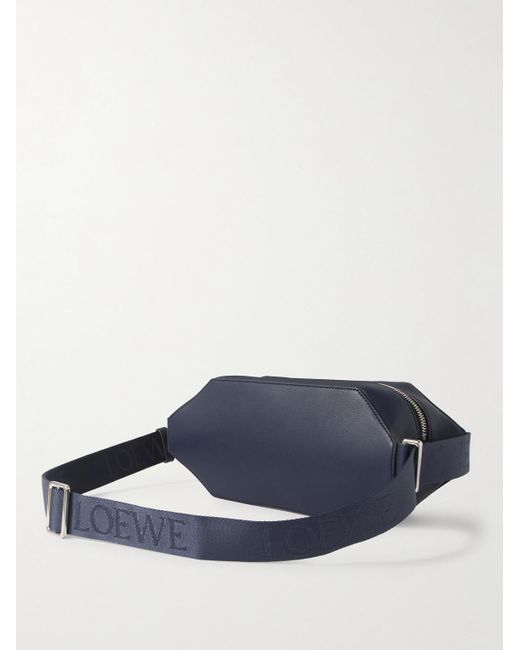 Loewe Blue Logo-Debossed Leather Belt Bag for men