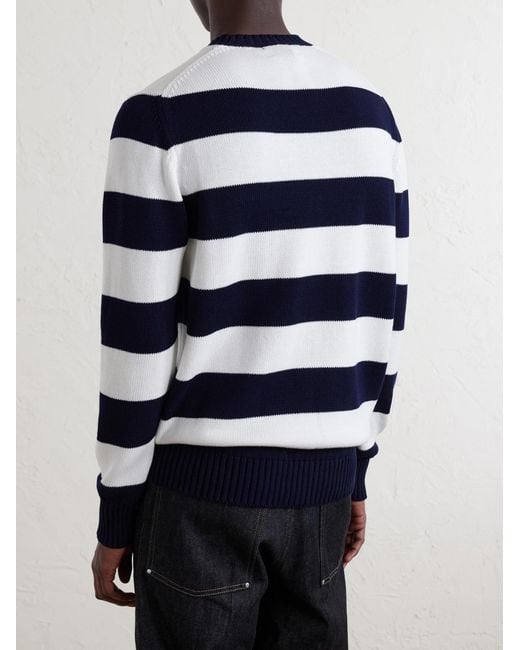William Lockie Blue Striped Cotton Sweater for men