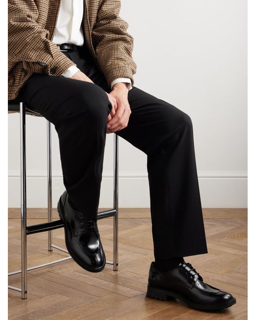 Saint Laurent Black Lino Leather Derby Shoes for men