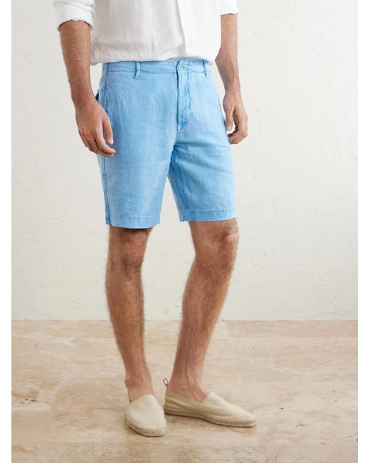 Vilebrequin Blue Straight-Leg Garment-Dyed Linen Shorts for men