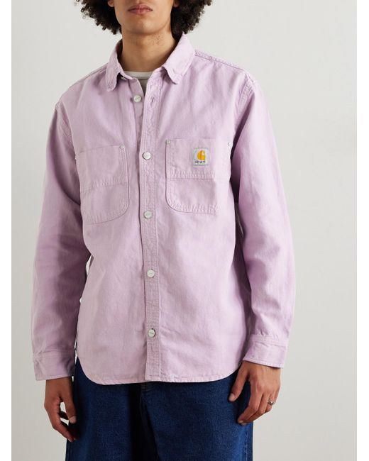 Carhartt Walter Hemdjacke aus Canvas aus einer Baumwoll-Leinenmischung in Pink für Herren