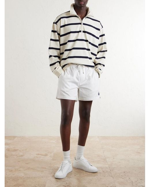FRAME White Logo-Embroidered Striped Cotton Sweater for men
