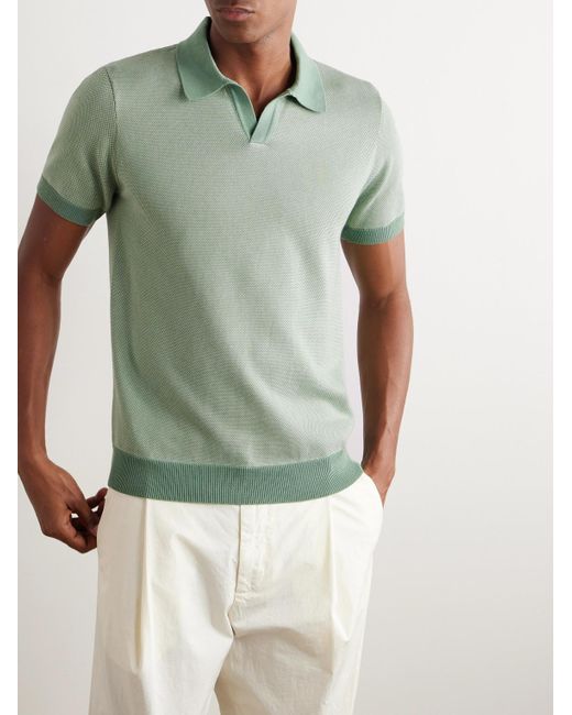Mr P. Green Honeycomb-knit Cotton Polo Shirt for men