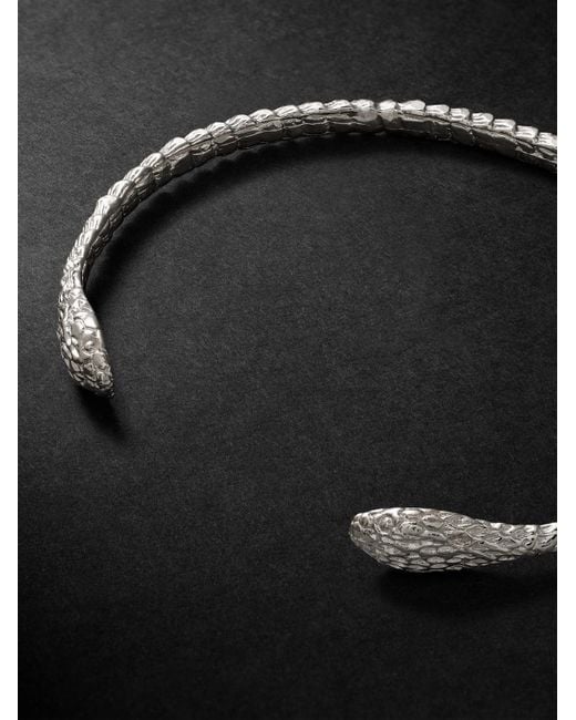 Jacquie Aiche Black Textured Sterling Silver Cuff for men