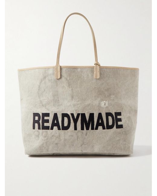 READYMADE Natural Dorothy Large Nubuck-trimmed Logo-embroidered Canvas Tote Bag for men