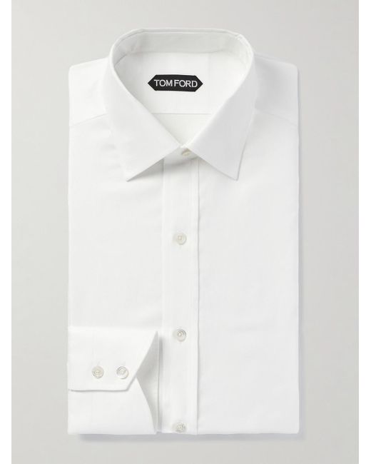 Tom Ford White Slim-Fit Cutaway-Collar Cotton Oxford Shirt for men