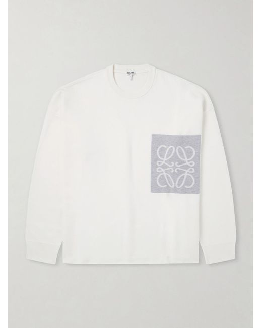 Loewe White Anagram-Intarsia Knitted Sweater for men