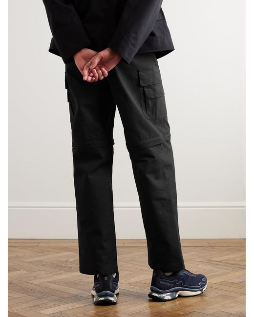 Randy's Garments Black Straight-Leg Mesh-Panelled Cotton-Ripstop Cargo Trousers for men