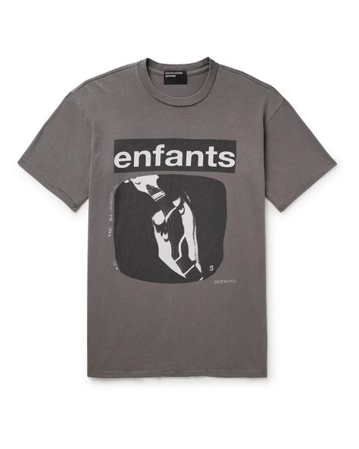 Enfants Riches Deprimes Gray Logo-print Cotton-jersey T-shirt for men