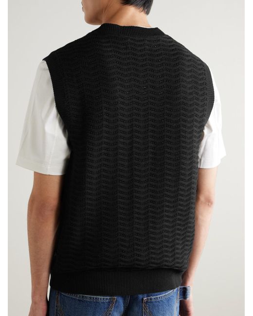 Mr P. Black Crocheted Organic Cotton Vest for men
