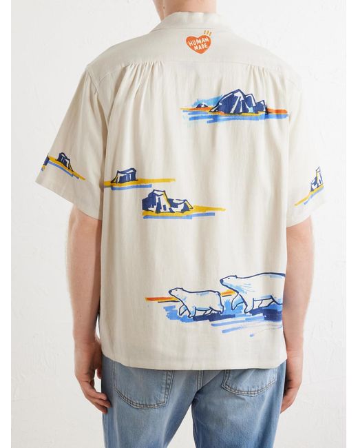 Human Made White Camp-collar Printed Poplin Shirt for men