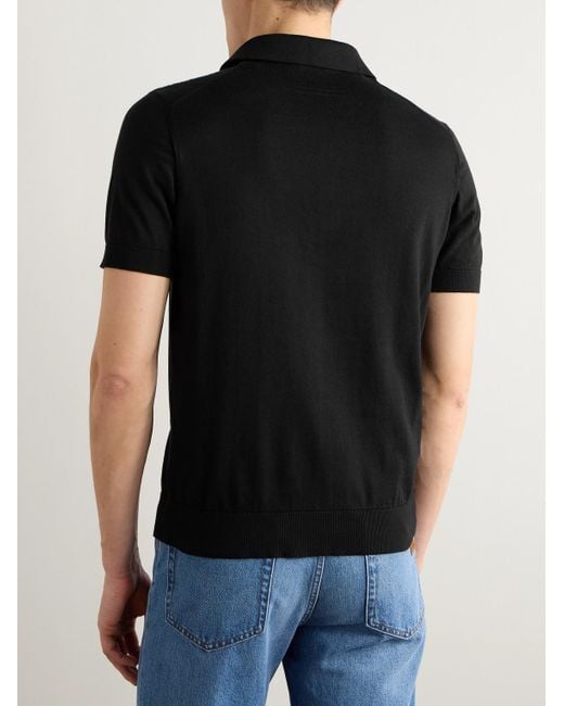 Zegna Black Slim-Fit Cotton Polo Shirt for men