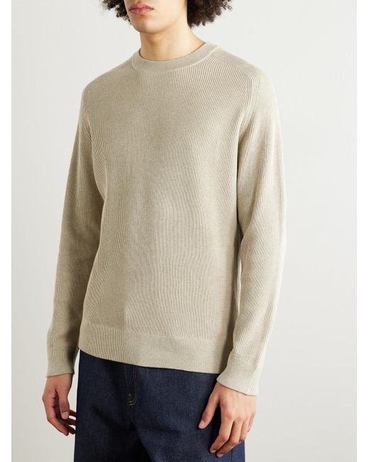 NN07 White Kevin 6600 Ribbed Organic Cotton Sweater for men