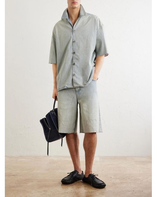 Loewe Blue Camp-Collar Denim Shirt for men