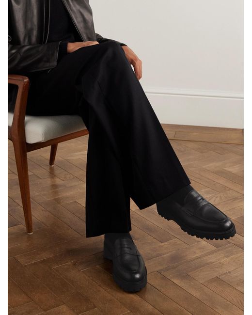 John Lobb Black Lopez New Standard Leather Penny Loafers for men