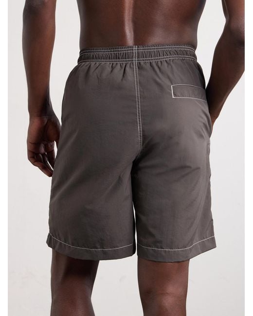 Human Made Gray Straight-Leg Mid-Length Logo-Print Swim Shorts for men