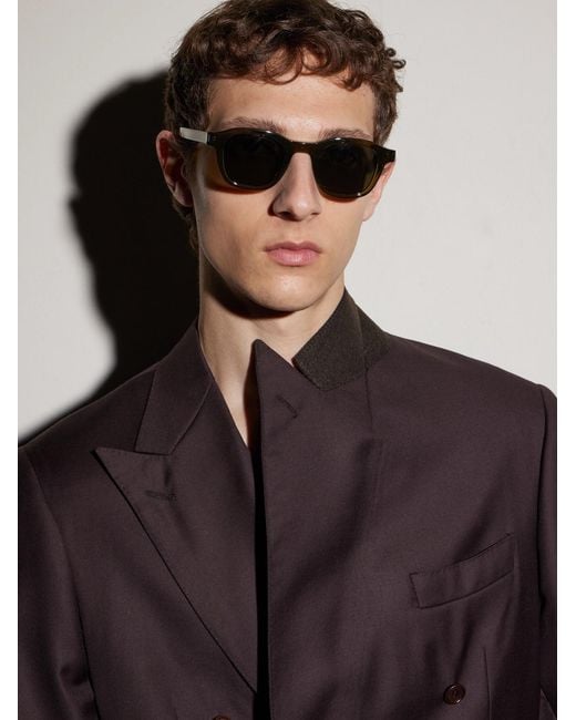 Saint Laurent Brown Round-Frame Acetate Sunglasses for men
