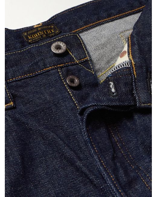 Kapital Blue Slim-Fit Crochet-Trimmed Jeans for men