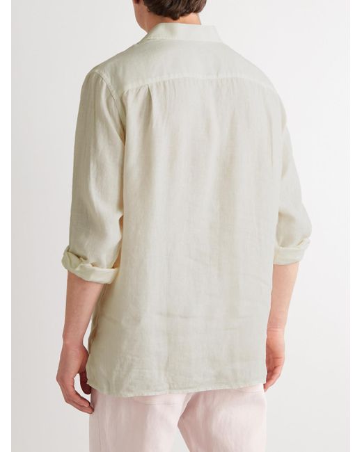 Loro Piana White André Linen Polo Shirt for men