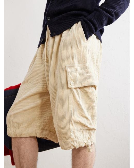 Barena Natural Wide-Leg Cotton-Corduroy Cargo Shorts for men