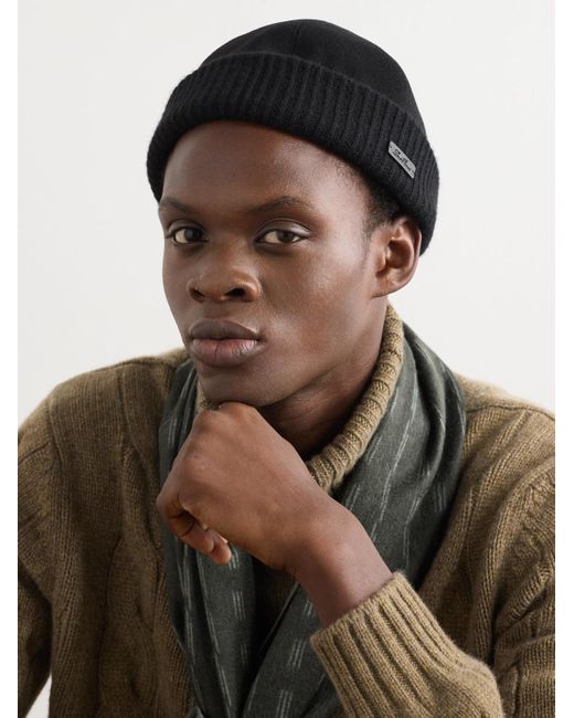 Loro Piana Black Logo-Appliquéd Storm System Cashmere Beanie